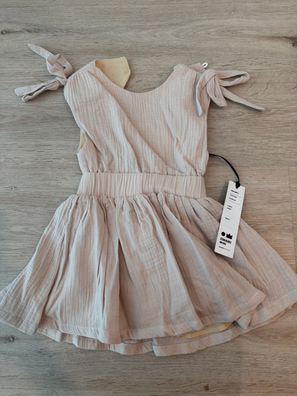 Omamimini Blush Tie-Shoulder Cotton Dress